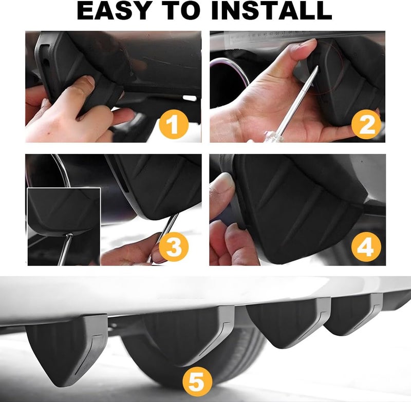 KVAEY 4 PCS Car Rear Lower Bumper Wing Lip Diffuser, Shark Fin Vehicle Spoiler Wing Rear Bumper Decoration, Universal Spoiler Fin Protector with Screw for Cars Trucks SUVs (Black) - Image 5